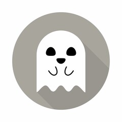 Halloween ghost, scary or cute cartoon spooky ghost, Halloween holiday.