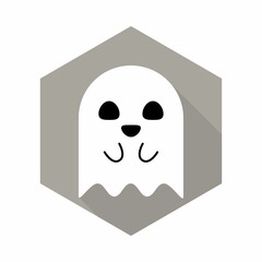 Halloween ghost, scary or cute cartoon spooky ghost, Halloween holiday.