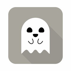 Halloween ghost, scary or cute cartoon spooky ghost, Halloween holiday.