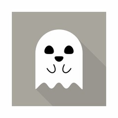 Halloween ghost, scary or cute cartoon spooky ghost, Halloween holiday.