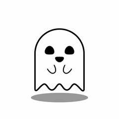 Halloween ghost, scary or cute cartoon spooky ghost, Halloween holiday.