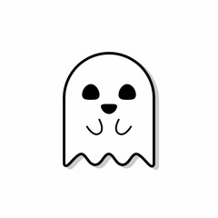 Obraz na płótnie Canvas Halloween ghost, scary or cute cartoon spooky ghost, Halloween holiday.