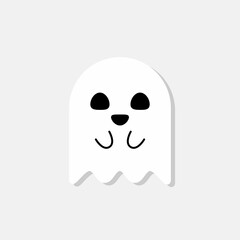 Halloween ghost, scary or cute cartoon spooky ghost, Halloween holiday.