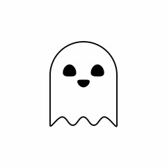 Halloween ghost, scary or cute cartoon spooky ghost, Halloween holiday.