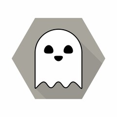 Fototapeta premium Halloween ghost, scary or cute cartoon spooky ghost, Halloween holiday.