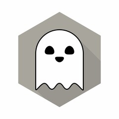 Halloween ghost, scary or cute cartoon spooky ghost, Halloween holiday.
