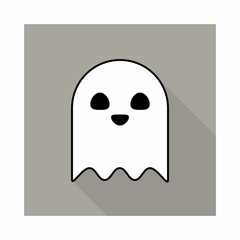 Halloween ghost, scary or cute cartoon spooky ghost, Halloween holiday.