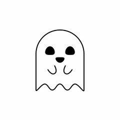 Halloween ghost, scary or cute cartoon spooky ghost, Halloween holiday.