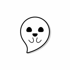 Obraz premium Halloween ghost, scary or cute cartoon spooky ghost, Halloween holiday.