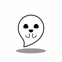 Halloween ghost, scary or cute cartoon spooky ghost, Halloween holiday.