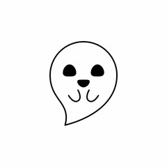 Halloween ghost, scary or cute cartoon spooky ghost, Halloween holiday.