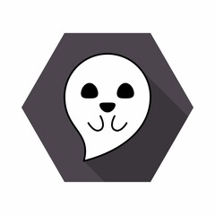 Halloween ghost, scary or cute cartoon spooky ghost, Halloween holiday.