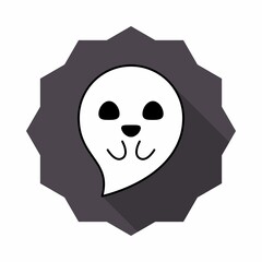 Halloween ghost, scary or cute cartoon spooky ghost, Halloween holiday.