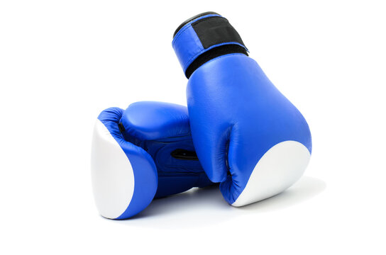 Blue Boxing Gloves Isolated On White Background