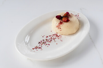 Sandesh is a dessert made from milk and sugar.