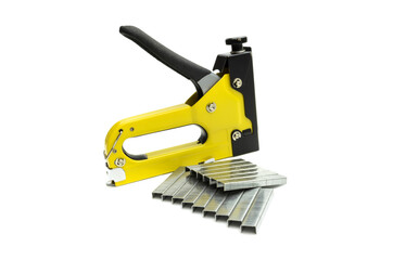 industrial stapler for driving staples on a white background
