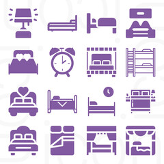 16 pack of hotel room  filled web icons set