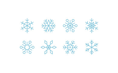 Snowflakes icon collection. Set of snow flake icons. Geometric shapes for christmas and new year decoration.