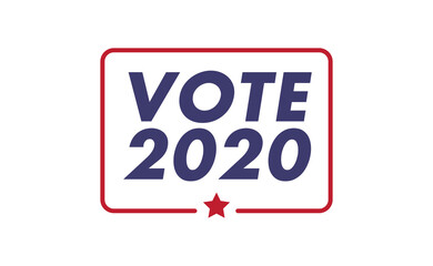Vote 2020 in USA, sticker design. Political election campaign banner. Election day in United States of America.