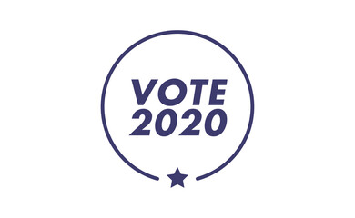 Vote 2020 in USA, sticker design. Political election campaign banner. Election day in United States of America.