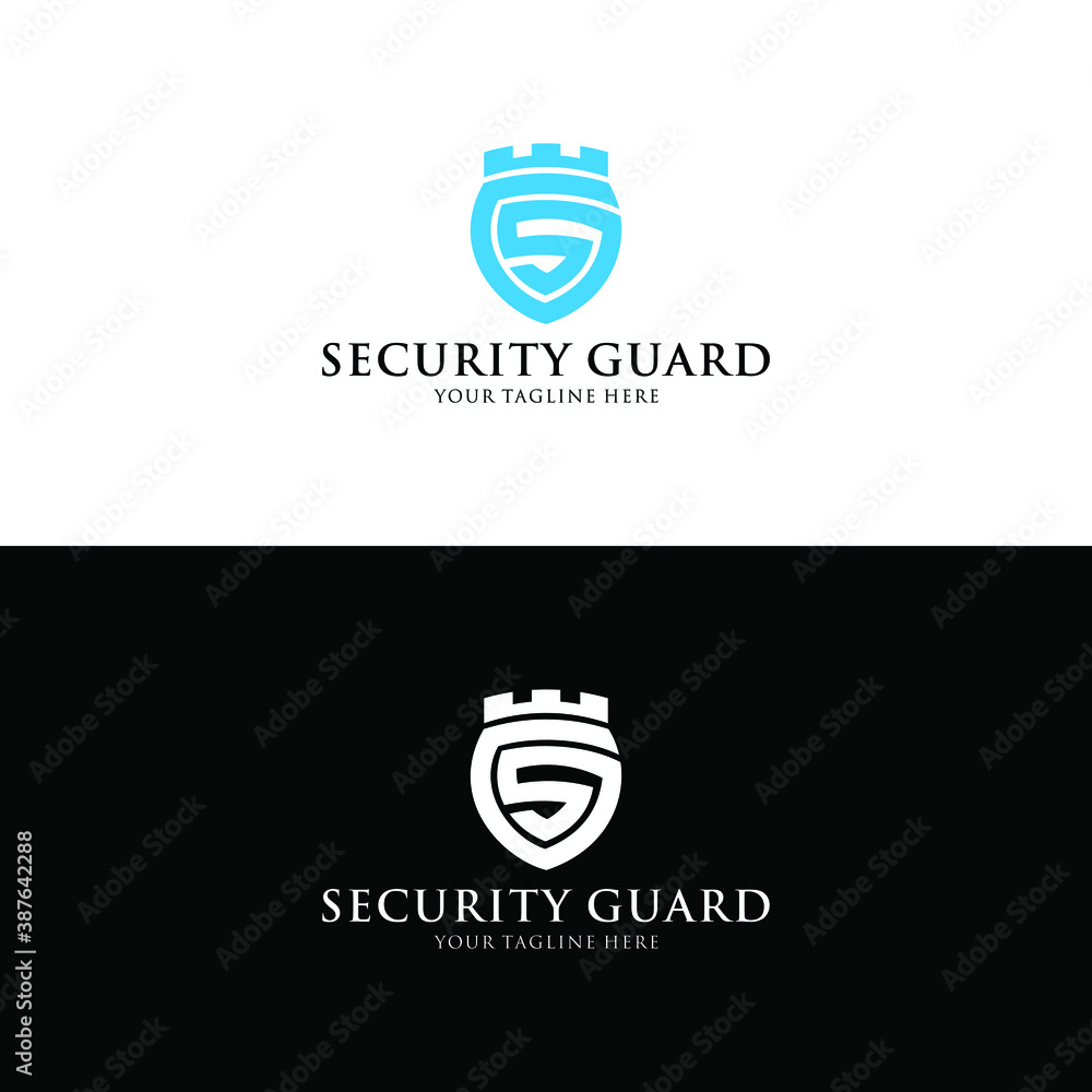 Poster security guard logo design vector. security protection shield symbol . secure shield icon vector. pr