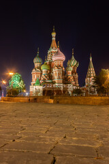 Fototapeta premium St. Basil's Cathedral on Red Square at night. One of the most popular attractions in Russia.