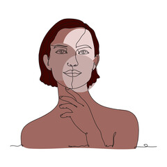 Abstract. Face woman. Afro American woman - one line drawing. Vector illustration continuous line drawing.