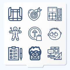 Simple set of 9 icons related to mean