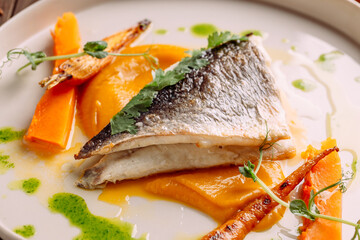 Gourmet roasted white fish with vegetables