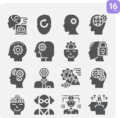 Simple set of thinker related filled icons.