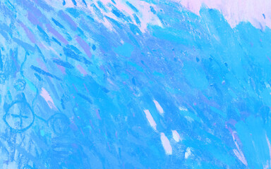 Blue abstract pencil texture for banner. Pastel textured background. Artistic blueprint pattern with multicolor shapes, vivid lines, painting spots. Azure template banner — Contemporary art background