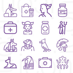 16 pack of medical science  lineal web icons set