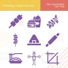 Simple set of cultivated related filled icons.