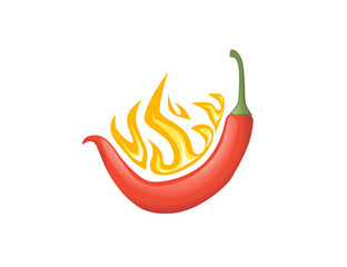 Burning hot red chili pepper flat vector illustration of hot vegetables spicy food ingredient