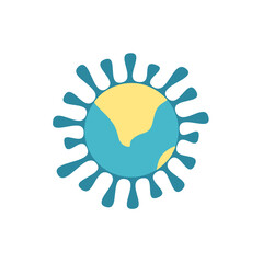 Coronavirus with earth globe sign and symbol in flat design health. Element for mobile concepts and web apps. Collection modern infographic  and pictogram. Coronavirus in world. Vector illustration