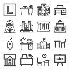 16 pack of instructional  lineal web icons set