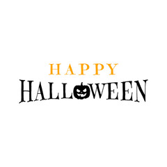 Happy Halloween text with pumpkin