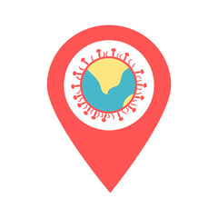 Coronavirus location map pin pointer icon. Element of map point for mobile concept and web apps. Icon for website design and app development. Premium corona virus location in the world icon sign.