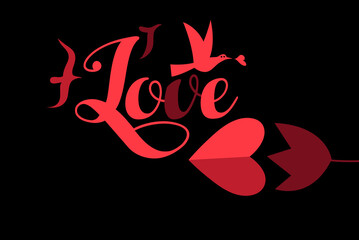 Festive vector background lettering font Love