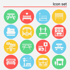16 pack of window seat  filled web icons set