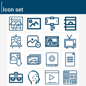 Simple set of square related lineal icons.