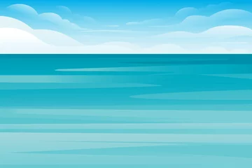 Foto auf Alu-Dibond Blue sea or ocean landscape summer day with cloud flat vector illustration © An-Maler