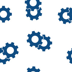 Vector gear icon seamless pattern on a white background.