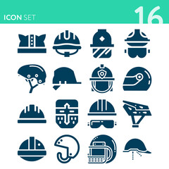 Simple set of 16 icons related to armour plate