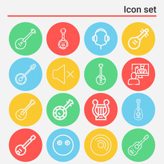 16 pack of sounds  lineal web icons set