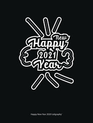 new design lettering happy new year 2021