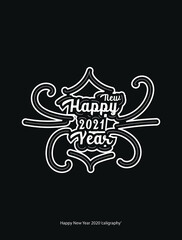 new design lettering happy new year 2021