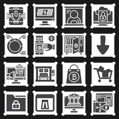 16 pack of commercial  filled web icons set