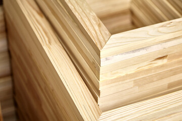 Stretcher bars, stack of wooden frames for canvas wrap