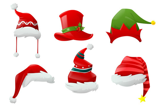 Set of Santa hats and Christmas hat 